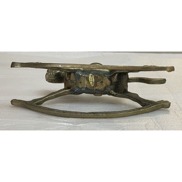 SOLD- R.O.C. Taiwan Vintage Solid Brass Rocking Horse Pony Candle Holder - Picture 6 of 12